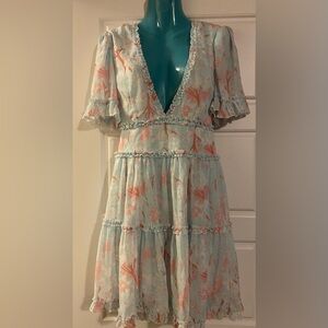 Floral V-Neck Ruffle Dress